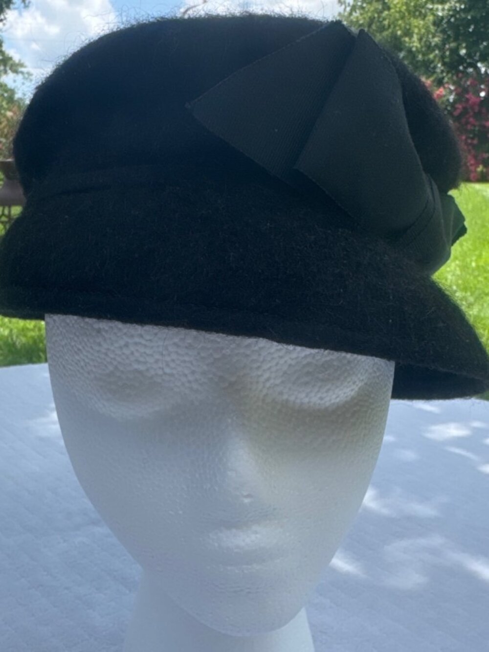 Vintage Mahara Geo. W. Bollman Black Mohair Wool Hat Women’s Rolled Brim USA